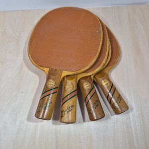 Set of 4 Vintage Driver 3 Ply Table Tennis Ping Pong Paddles Wood Handles